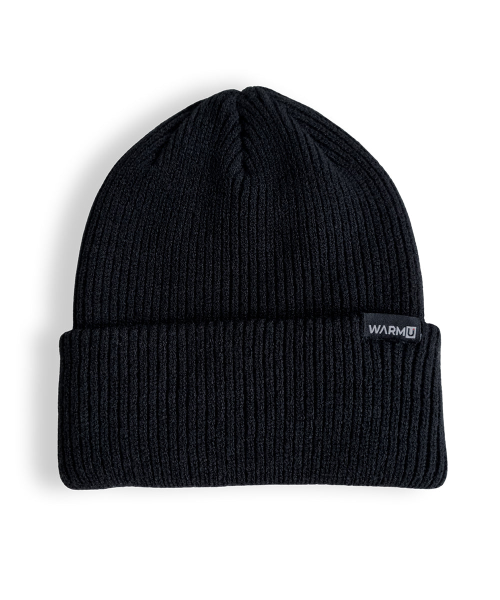 WarmU Black Knitted Beanie for Men and Women