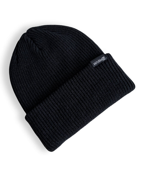 WarmU Black Knitted Beanie for Men and Women