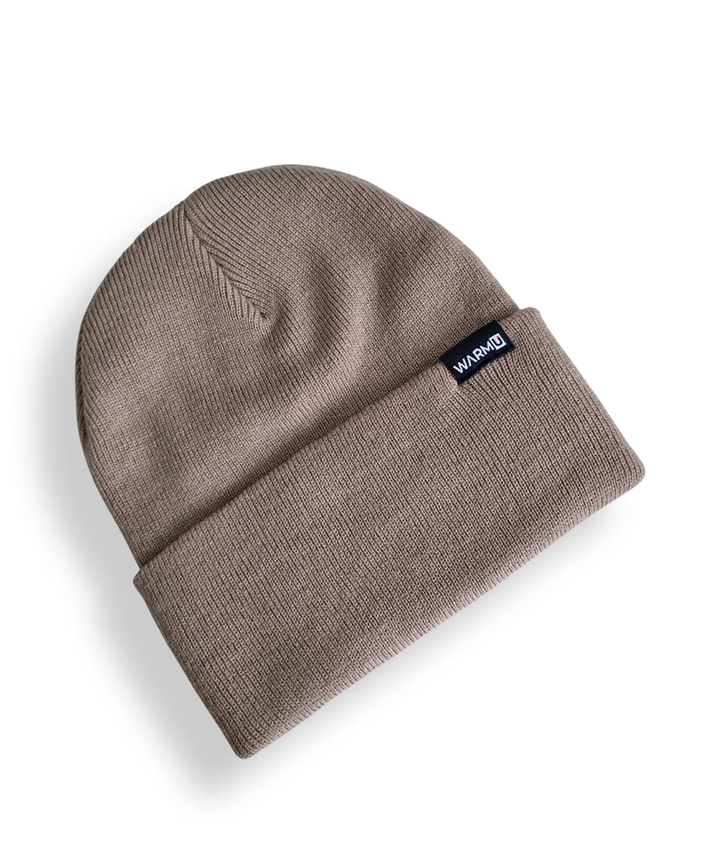 WarmU Beige Lightweight Cuffed Beanie - Fine-Knit Unisex Skull Cap