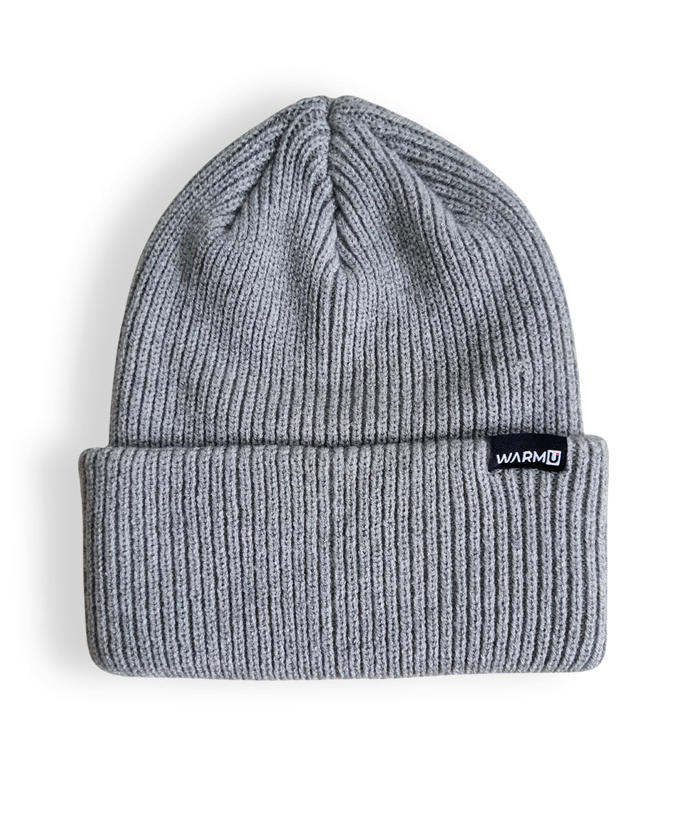 WarmU Grey Knitted Beanie for Men and Women