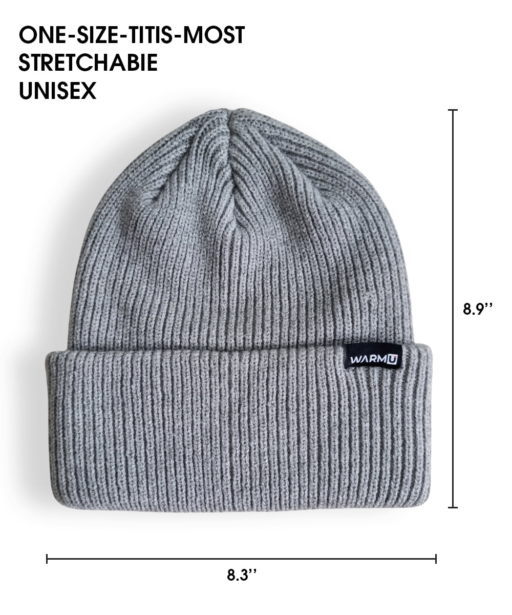 WarmU Grey Knitted Beanie for Men and Women