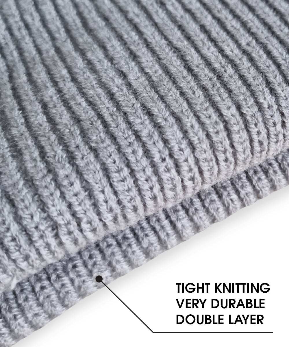WarmU Grey Knitted Beanie for Men and Women