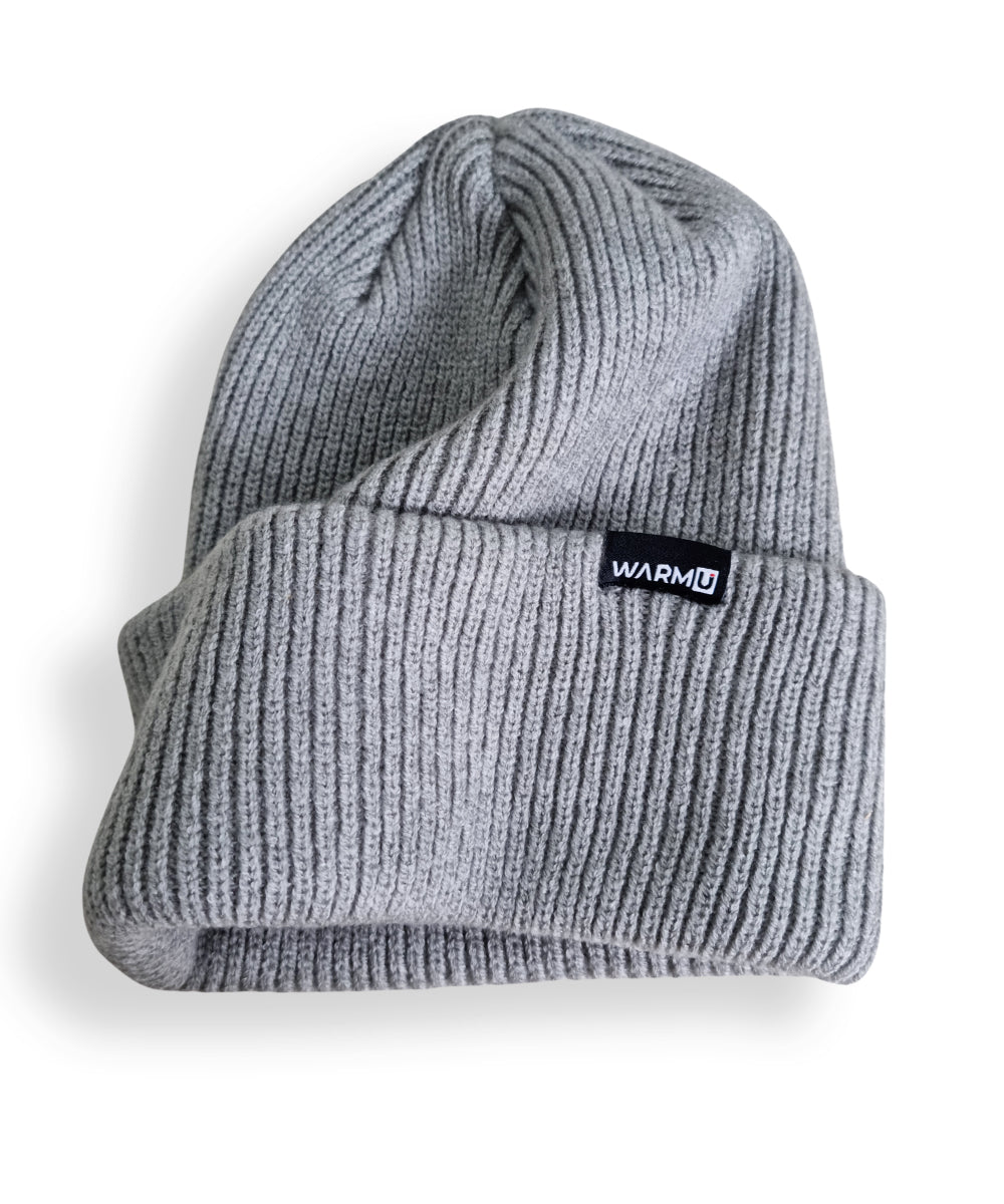 WarmU Grey Knitted Beanie for Men and Women