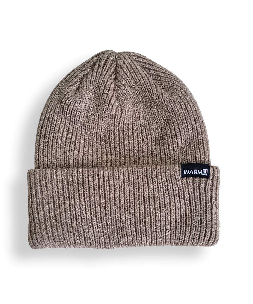 WarmU Beige Knitted Beanie for Men and Women