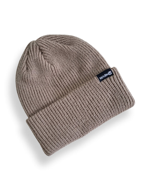 WarmU Beige Knitted Beanie for Men and Women