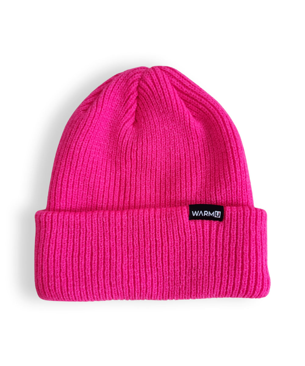 WarmU Pink Knitted Beanie for Men and Women