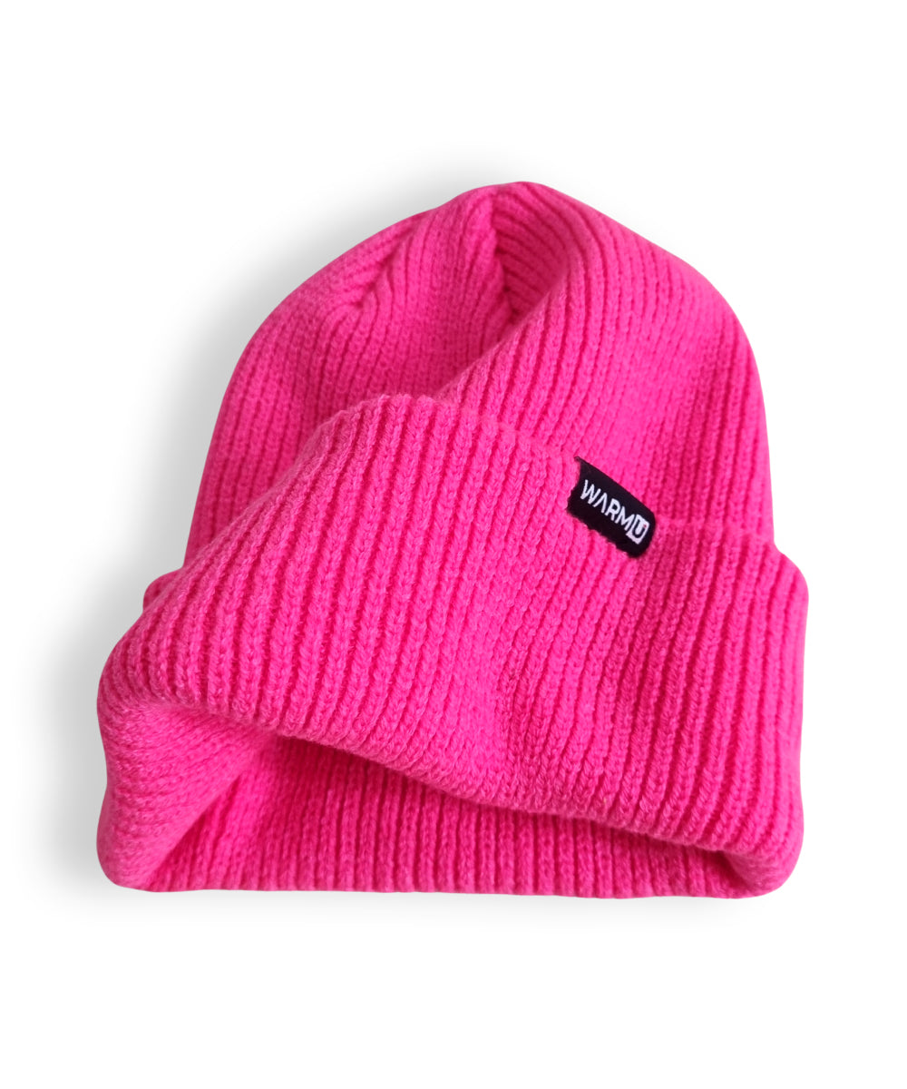WarmU Pink Knitted Beanie for Men and Women