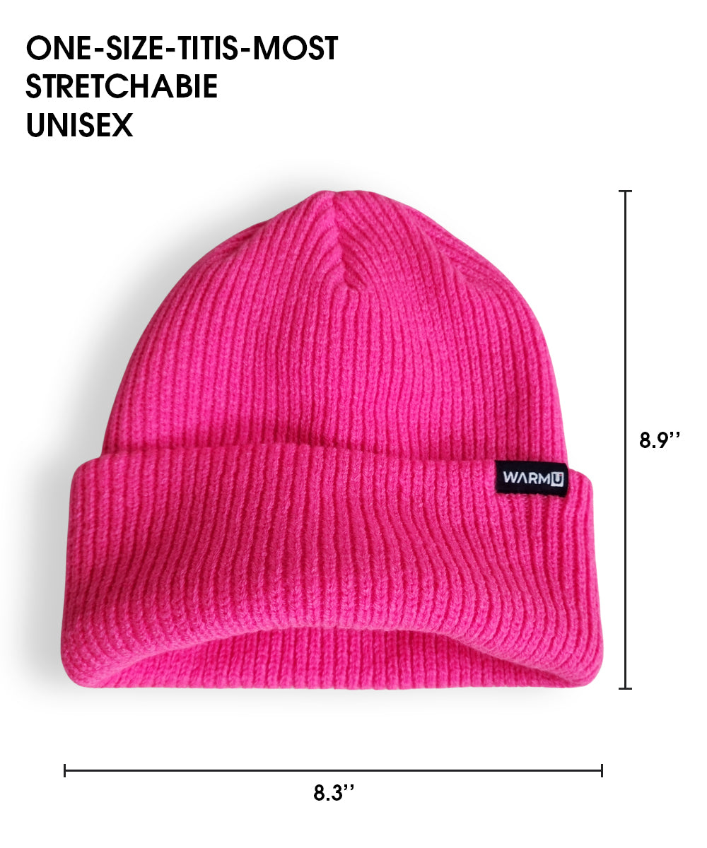 WarmU Pink Knitted Beanie for Men and Women
