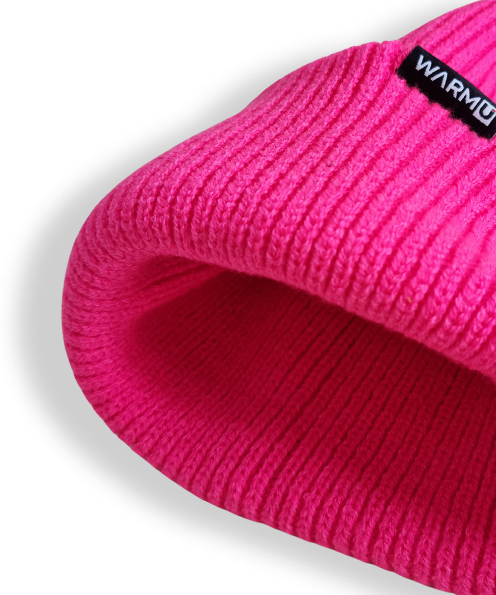 WarmU Pink Knitted Beanie for Men and Women